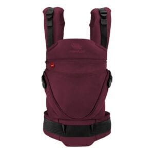 Mochila ergonómica portabebé Manduca XT Happy kiss color vino oscuro.