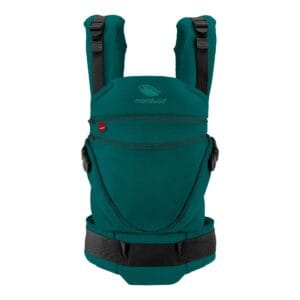 Mochila ergonómica portabebé Manduca XT Happy Lagoon color verde oscuro.