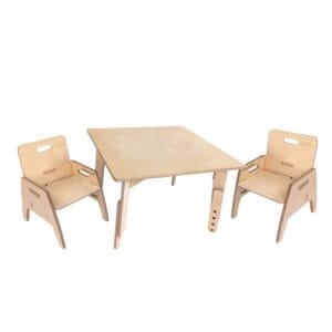 Mesa Infantil Montessori con 2 Sillas Ajustables de Madera Nanu