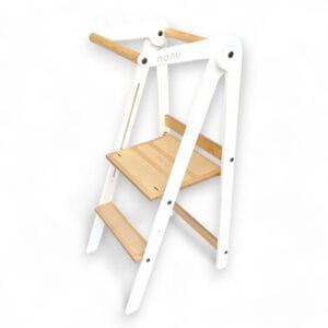 Torre de Aprendizaje Montessori Plegable 2 Alturas Blanca Nanu